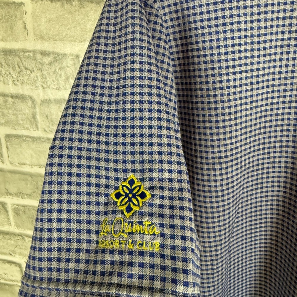 FootJoy Mens XL Blue Gingham Polo Shirt La Quinta Resort Club Golf Short Sleeve - Picture 5 of 8